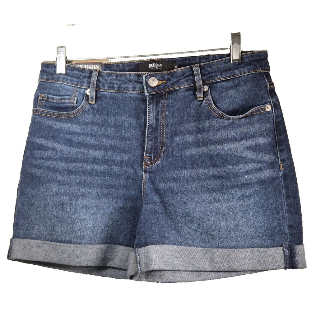Hudson Jeans Women's Mid-Rise Cuffed Denim Shorts Size 8 29 Dark Wash NWT
